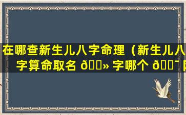 在哪查新生儿八字命理（新生儿八字算命取名 🌻 字哪个 🐯 网站好）